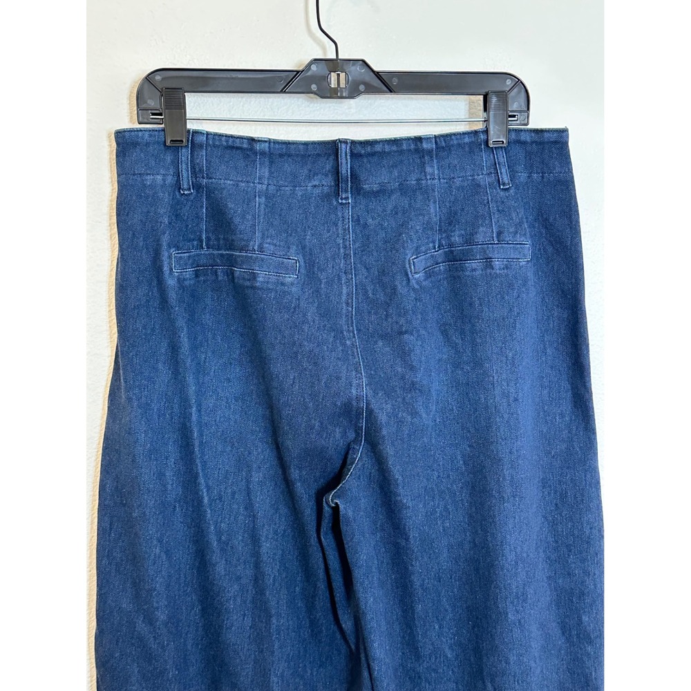 Halara Wide Leg Flex Denim Jeans Pant Size L Dark Wash Patch Pockets Stretch NEW - Picture 5 of 10